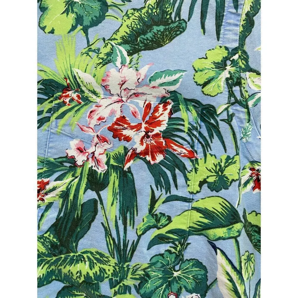 Polo Ralph Lauren Hawaiian Floral Tropical Camp Cotton Button Down Shirt Size XL